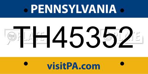 TH45352 Pennsylvania License Plate
