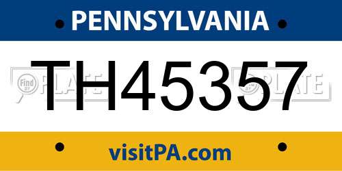 TH45357 Pennsylvania License Plate