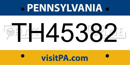 TH45382 Pennsylvania License Plate