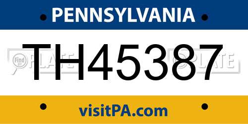 TH45387 Pennsylvania License Plate