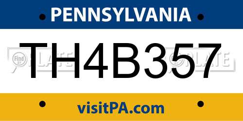 TH4B357 Pennsylvania License Plate