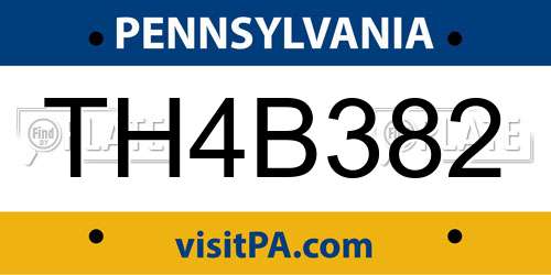 TH4B382 Pennsylvania License Plate