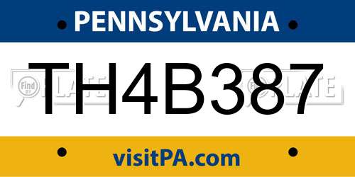 TH4B387 Pennsylvania License Plate