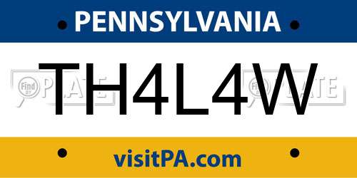 TH4L4W Pennsylvania License Plate