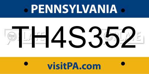 TH4S352 Pennsylvania License Plate