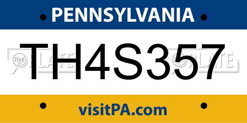 TH4S357 Pennsylvania License Plate