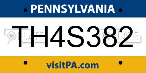 TH4S382 Pennsylvania License Plate