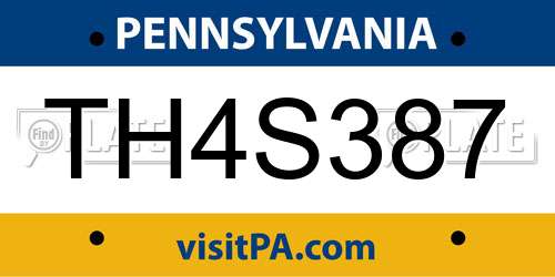 TH4S387 Pennsylvania License Plate