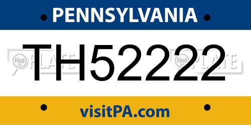TH52222 Pennsylvania License Plate