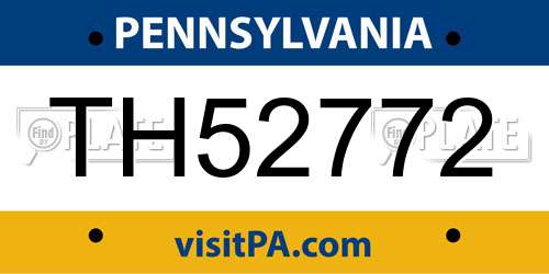 TH52772 Pennsylvania License Plate