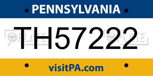 TH57222 Pennsylvania License Plate