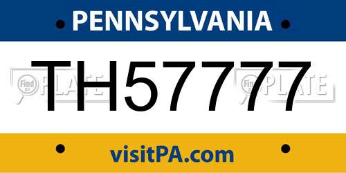 TH57777 Pennsylvania License Plate