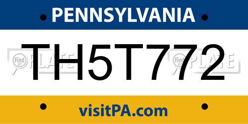 TH5T772 Pennsylvania License Plate