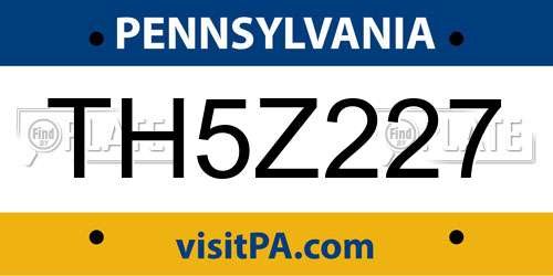 TH5Z227 Pennsylvania License Plate