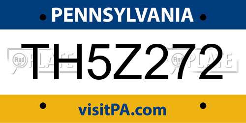 TH5Z272 Pennsylvania License Plate