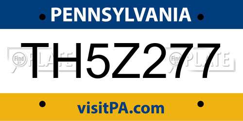 TH5Z277 Pennsylvania License Plate