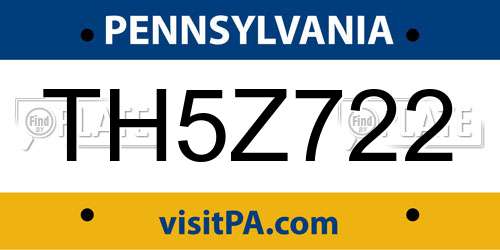 TH5Z722 Pennsylvania License Plate