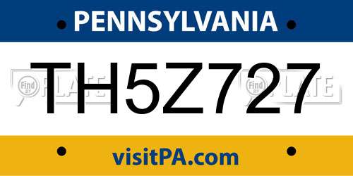 TH5Z727 Pennsylvania License Plate