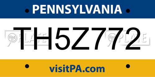 TH5Z772 Pennsylvania License Plate