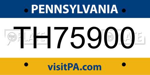TH75900 Pennsylvania License Plate