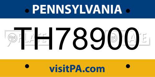 TH78900 Pennsylvania License Plate