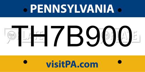 TH7B900 Pennsylvania License Plate