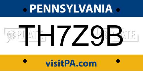 TH7Z9B Pennsylvania License Plate