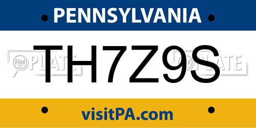 TH7Z9S Pennsylvania License Plate