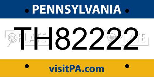 TH82222 Pennsylvania License Plate