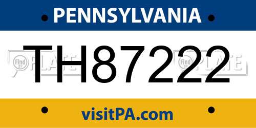 TH87222 Pennsylvania License Plate