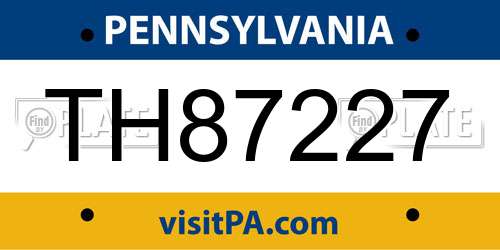 TH87227 Pennsylvania License Plate