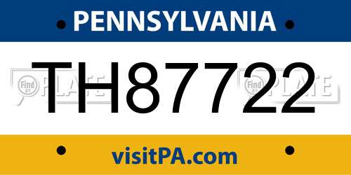 TH87722 Pennsylvania License Plate