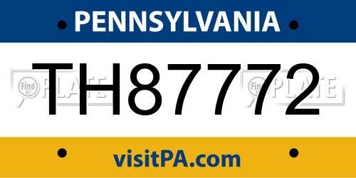 TH87772 Pennsylvania License Plate