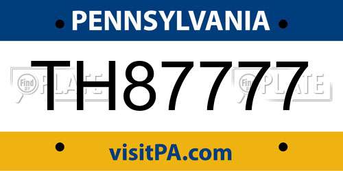 TH87777 Pennsylvania License Plate