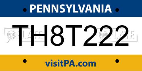TH8T222 Pennsylvania License Plate