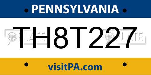 TH8T227 Pennsylvania License Plate