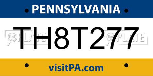 TH8T277 Pennsylvania License Plate