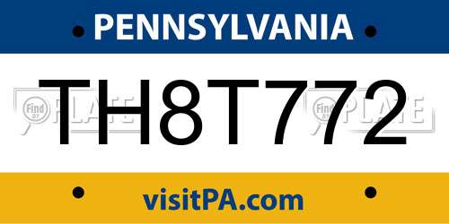 TH8T772 Pennsylvania License Plate