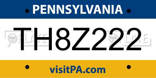 TH8Z222 Pennsylvania License Plate
