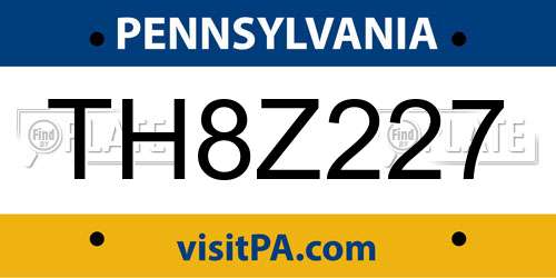 TH8Z227 Pennsylvania License Plate