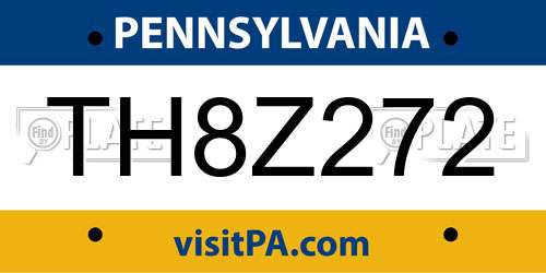 TH8Z272 Pennsylvania License Plate