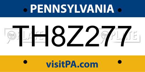 TH8Z277 Pennsylvania License Plate