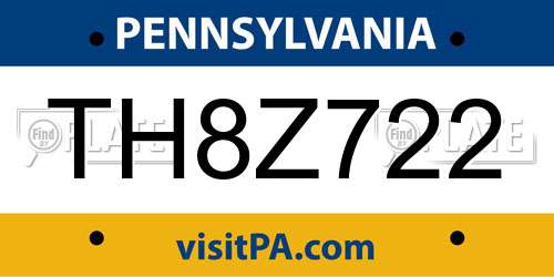 TH8Z722 Pennsylvania License Plate