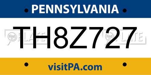 TH8Z727 Pennsylvania License Plate
