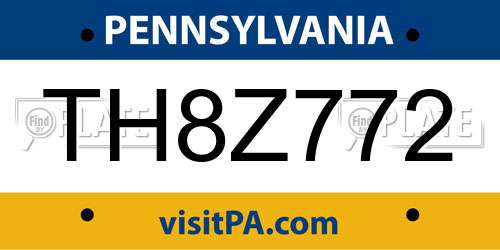 TH8Z772 Pennsylvania License Plate