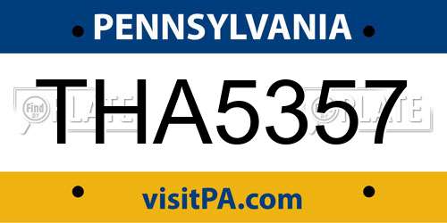 THA5357 Pennsylvania License Plate