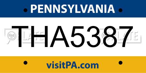 THA5387 Pennsylvania License Plate