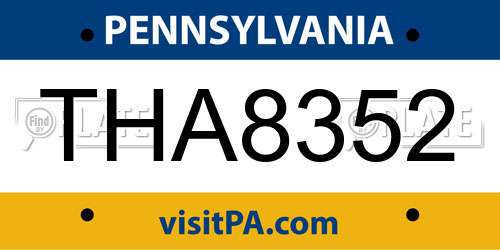 THA8352 Pennsylvania License Plate