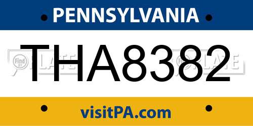 THA8382 Pennsylvania License Plate