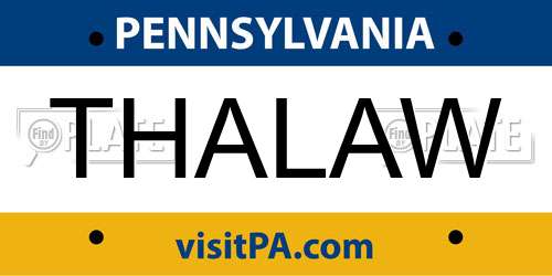 THALAW Pennsylvania License Plate